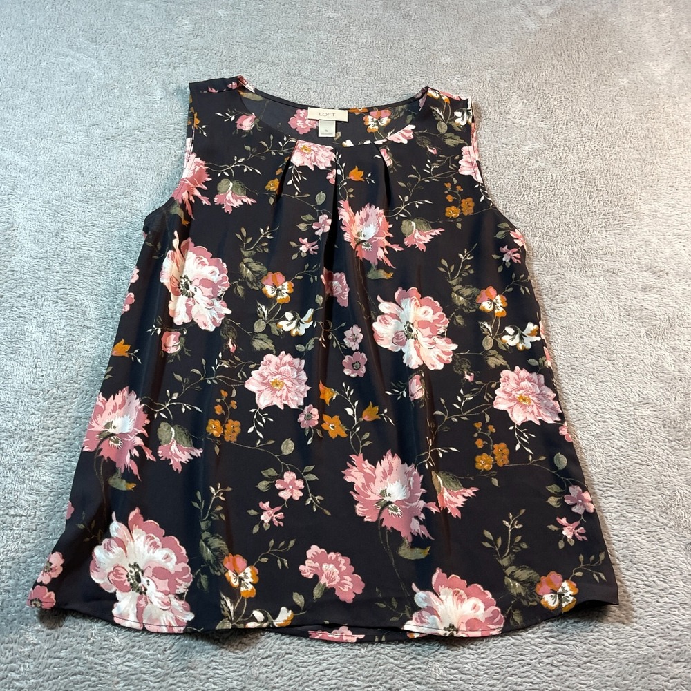 Loft‎ Outlet Womens Sleeveless Top Blouse Multicolor Floral Fairy Spring Beach M